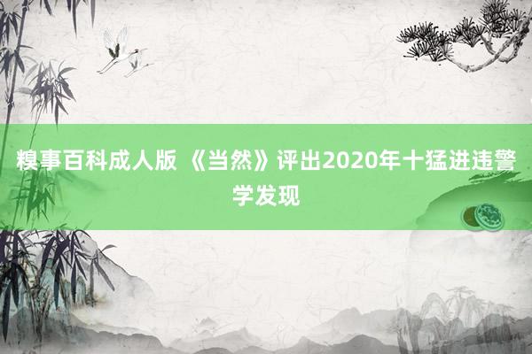 糗事百科成人版 《当然》评出2020年十猛进违警学发现